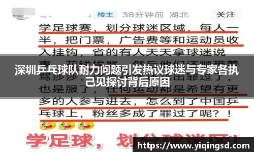深圳乒乓球队耐力问题引发热议球迷与专家各执己见探讨背后原因